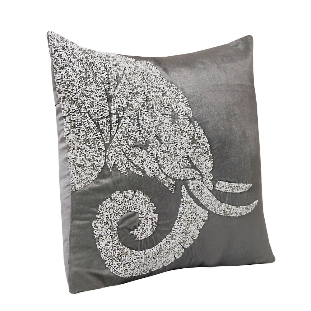 Ox Bay Harlow Handmade Gray/Silver Animal Print Polyester Indoor Throw Pillow, 20" x 20"