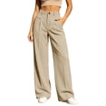 thumbnail image 2 of ClodeEU Women's High Waist Straight Leg Dress Pants with Pockets ,Business Casual Work Trousers Beige,Women's Plus S, 2 of 7