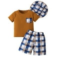 thumbnail image 2 of Antinious Fall Summer Toddler Casual Fashion Outfit Set Short Sleeve Round Neck Print Top Elastic Waist Shorts Set,Outfits for Kids,Boys Girls Sleepwear Set,Brown,130, 2 of 5