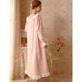 thumbnail image 2 of Defitshape Women's Cotton Victorian Nightgown Long Sleeve Pajamas Dress Fall Winter Ruffle Long Sleep Dress Soft Comfy Vintage Sleepwear Pink Large, 2 of 5