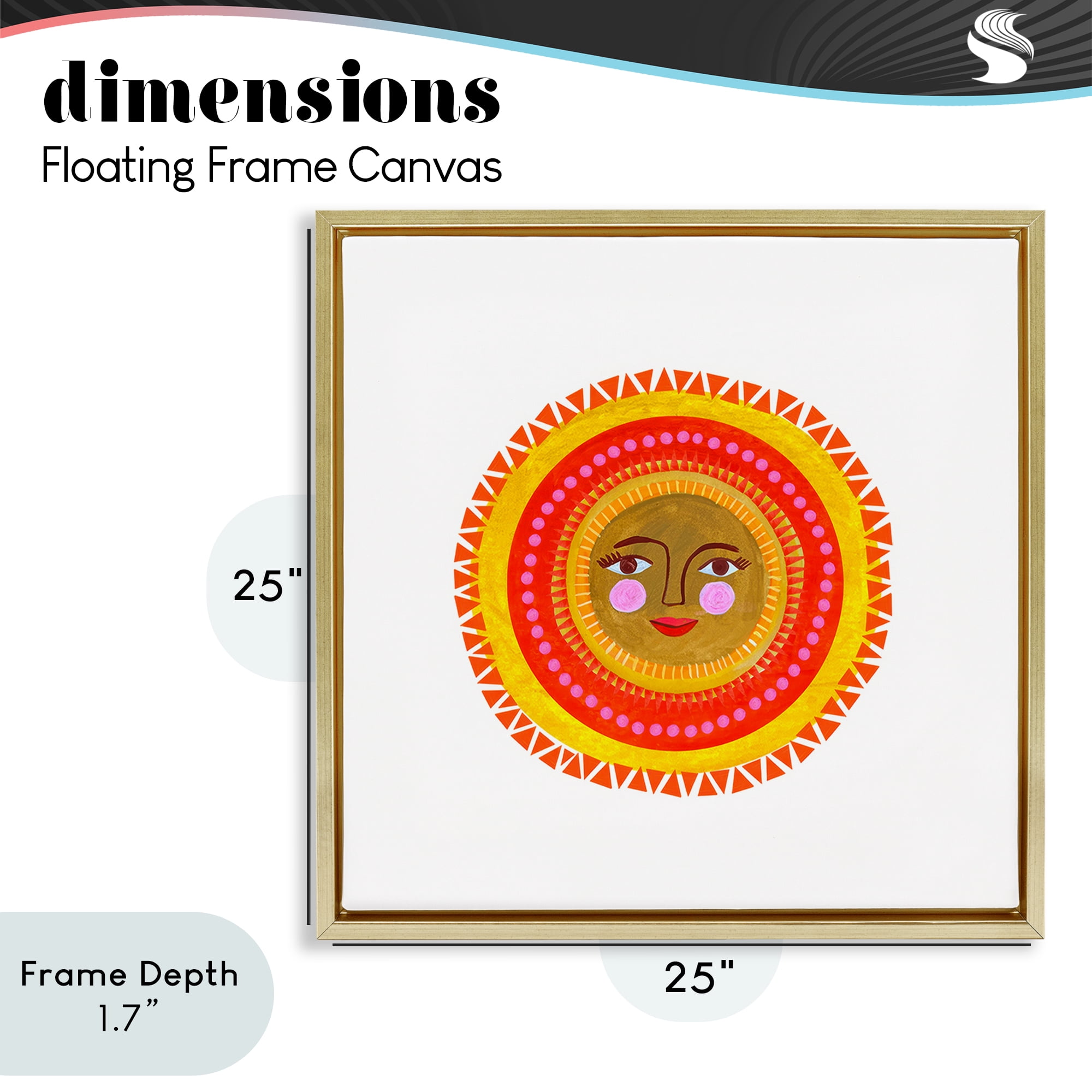 Stupell Industries Bold Bohemian Sun Gold Framed Floater Canvas Wall Art, design by Katherine Herrell Studio