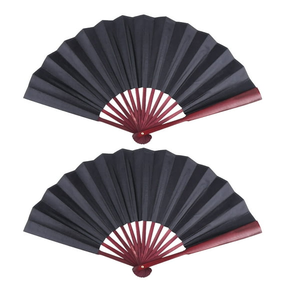 ORDDIART Set of 2 Folding Hand Fans for Women, Lightweight Portable Cooling Fans for Dance, Outdoor, Hot Weather, Black and Red