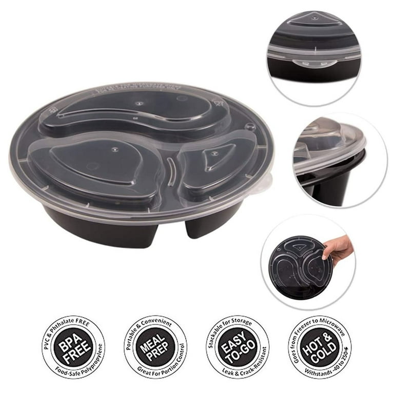 24 Food Storage Containers Meal Prep 3 Compartment Plate w/ Lids Reusable 30oz