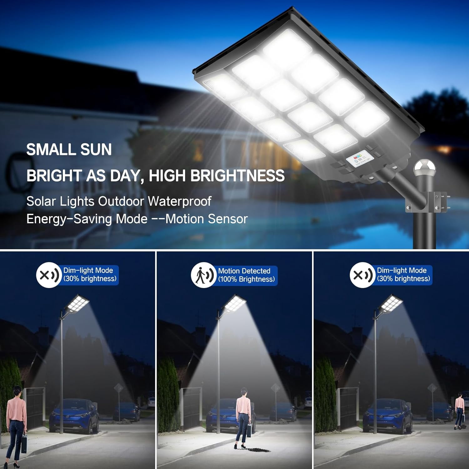 Adewalk Solar Street Light 4600W, Large Size Extra Bright, Outdoor Dusk to Dawn 380000 Lumens with Motion Sensor