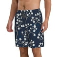 thumbnail image 2 of Disketp Men's Swim Trunks Hawaiian Breathable Surf Beach Swimsuits Mesh Lining Beach Shorts with Pockets-Cherry Blossoms on Navy Background, 2 of 7