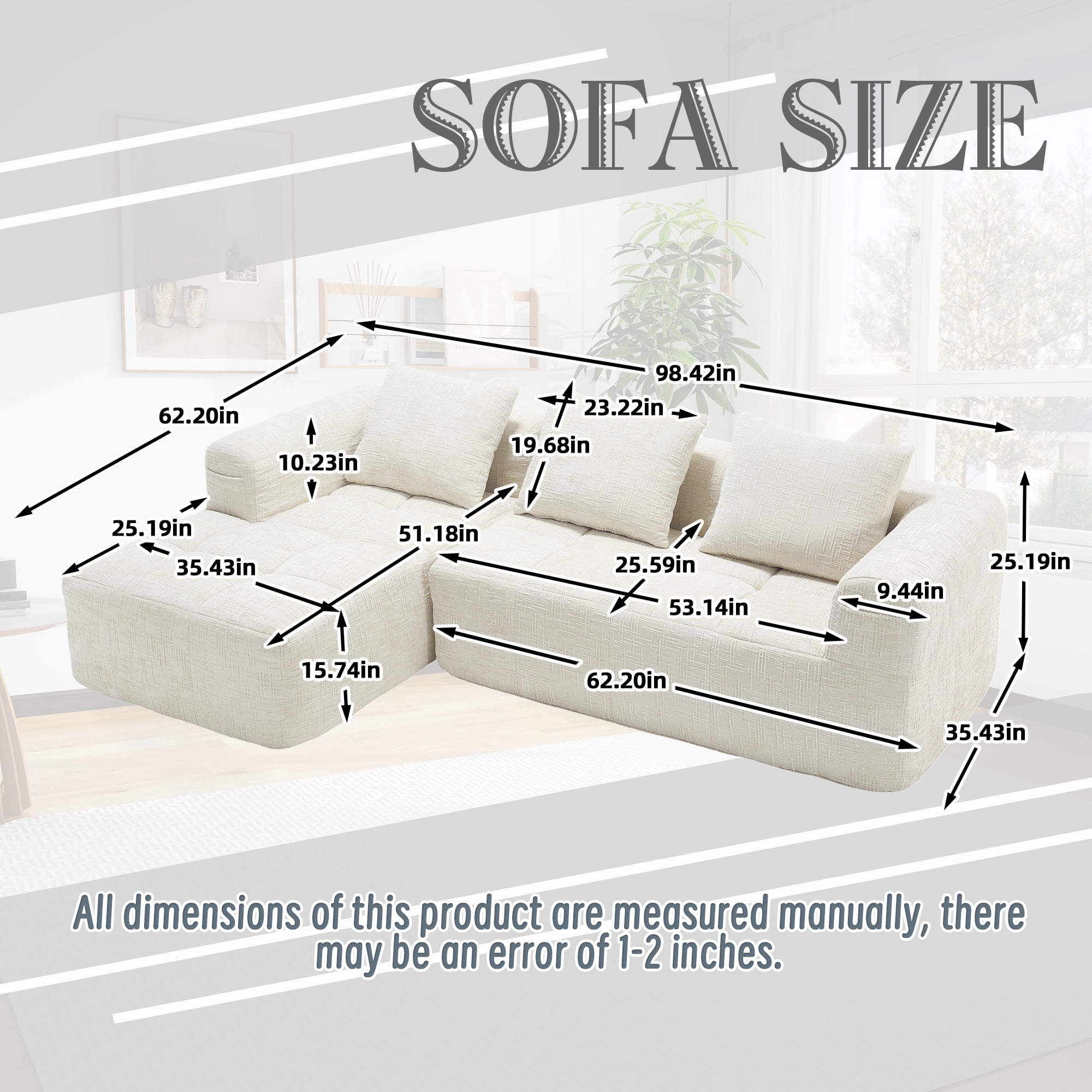 MOONMISS Chenille L-shaped Sectional Sofa - Seating - Walmart.com