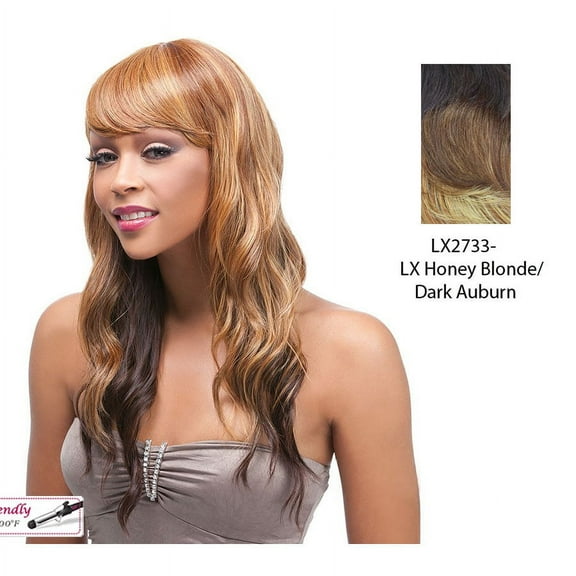 Futura Synthetic Quality Full Wig - Q-Silvia,Two Tone Frost Blend Of Dark Auburn Layer Over Strawberry Blonde Bottom