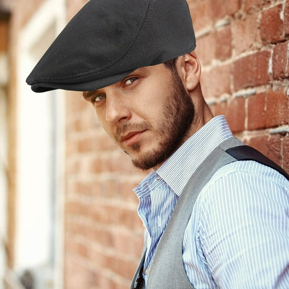 Men's Beret Simple Light Plate Cap Solid Color Knit Hat British Retro Beret Hat