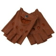 thumbnail image 4 of Gants de Conduite Sans Doigts en Cuir PU Rétro pour Hommes Gants de Cyclisme Rétro en Cuir PU Bouton Marron, 4 of 9