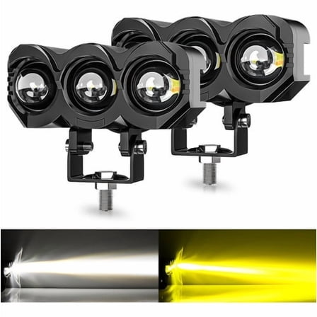 Applies to 120W Dual Color Magnifying Glass Headlights for Car, Motorcycle, 1 Pair
