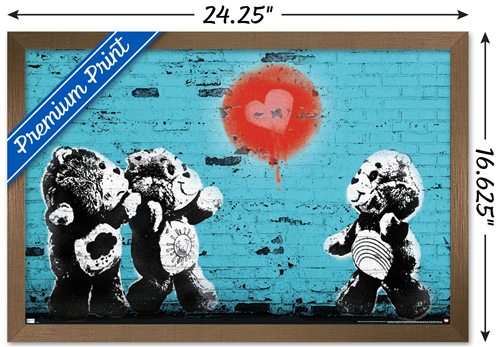 Care Bears - Heart Balloon Wall Poster, 14.725" x 22.375" Framed