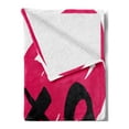 thumbnail image 2 of Xo Soft Flannel Fleece Throw Blanket, Lovers Heart with Kisses Sign Abstract Calligraphy Romance Couple Graphic, Cozy Plush for Indoor and Outdoor Use, 50" x 60", Pink and Black, by Ambesonne, 2 of 5