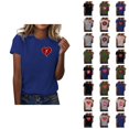 thumbnail image 1 of T-shirts de la Saint-Valentin pour Femmes 2026 à la Mode Manches Courtes Col Rond avec Cœur Graphique, 1 of 4