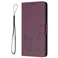 thumbnail image 3 of Wallet Case for iPhone 17 Pro with RFID Block, Magnetic Closure & Card Slots - Keep Smile Design Purple, 3 of 6
