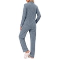 thumbnail image 4 of Weekease Pajama sets for Women Button up Tops Drawstring Pants Sleepwear Contrast Piping Fall Nightwear with Pockets, 4 of 7