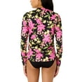 thumbnail image 3 of Hurley Women's UPF 50+ Long Sleeve Swim Sun Tee Shirt, Rashguard (Large Black (Pink Floral Hibiscus Garden)), 3 of 8