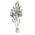 thumbnail image 2 of 5 Feet (60'') Artificial Olive Tree Fluffy Plants Indoor for Home Corner, Faux Olive Tree for Modern Home Office Living Room Floor Decor Indoor, 2 of 5