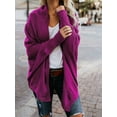 thumbnail image 4 of Women'S - Batwing Cable Knitted Slouchy Oversized Wrap Cardigan Sweater Rose Red One size, 4 of 9