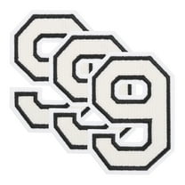Uxcell 3 Pcs Iron on Number Patches, 3 Inch Embroidered Patches Numbers 0-9 Applique for Clothes, Shirts, Hat, Backpacks, Jeans, DIY Accessories(Number 9, White)