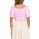 thumbnail image 3 of TOP CORTO CON ELÁSTICO INSPIRADOR CHIC PARA MUJERES CON MANGAS BUBBLE EN CUADROS GINGHAM XL ROSA CLARO, 3 of 6