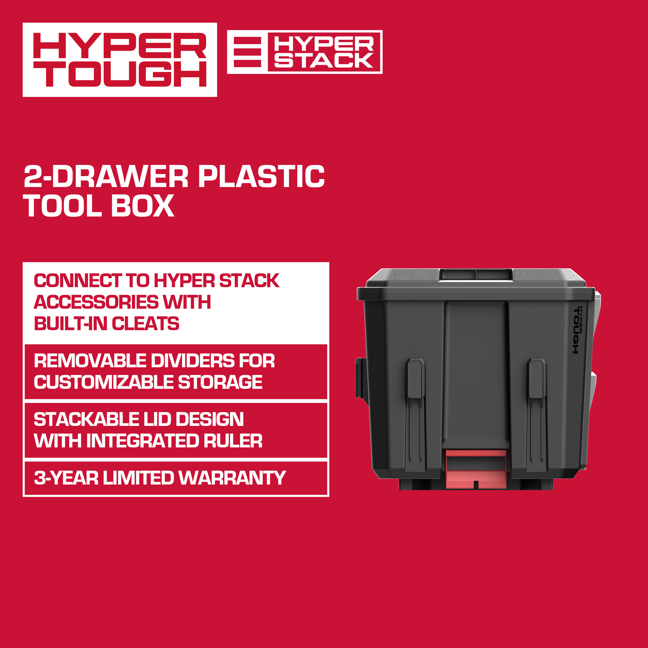 Hyper Tough Hyper Stack 2-Drawer Plastic Tool Box photo 3