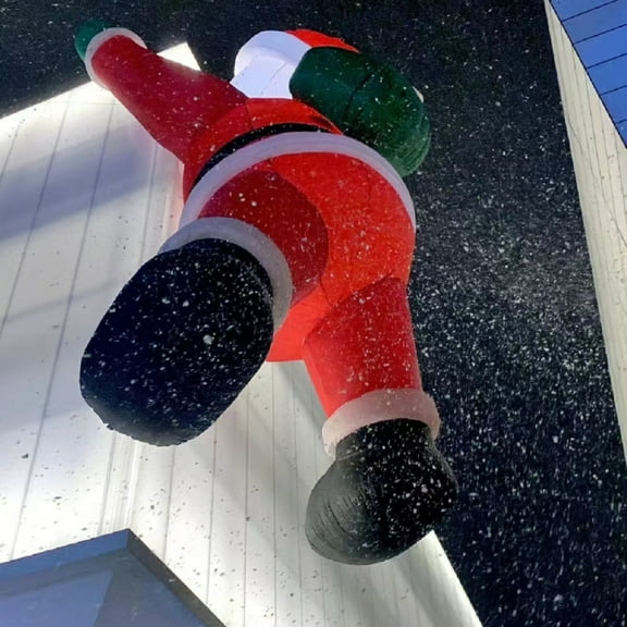 PPXIA Christmas Inflatables Climbing Santa Claus Outdoor Decoration, Hanging Christmas Blow Up Yard Decorations with Built-in LED Lights for Window Wall Roof Xmas New Year