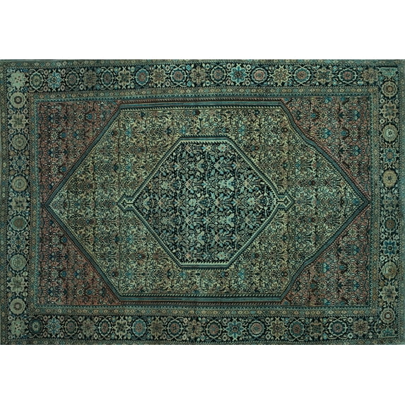Ahgly Company Machine Washable Indoor Rectangle Persian Light Blue Traditional Area Rugs, 5' x 7'