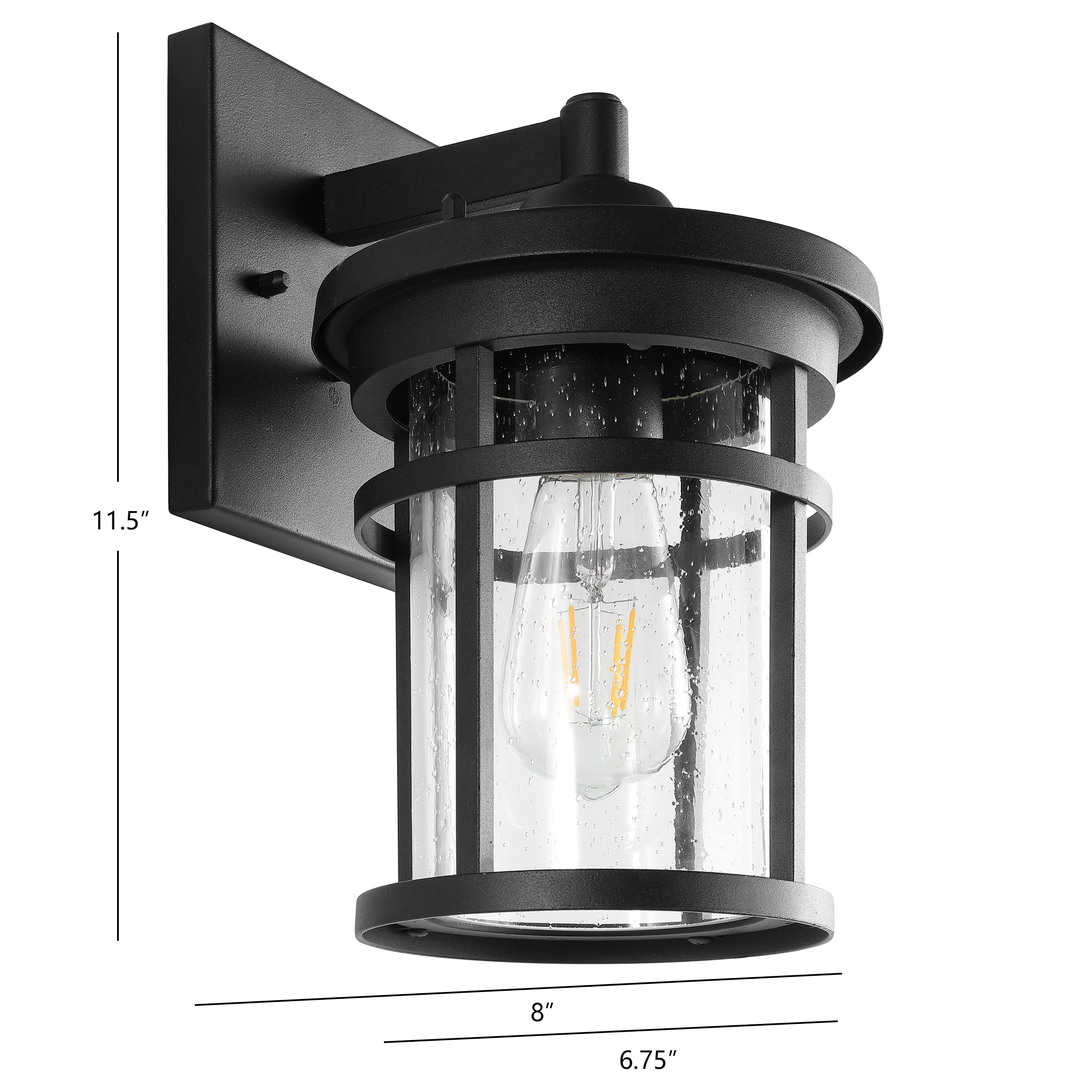 SAFAVIEH Senta LED Black Aluminium Outdoor Wall Sconce with Clear Glass Shade
