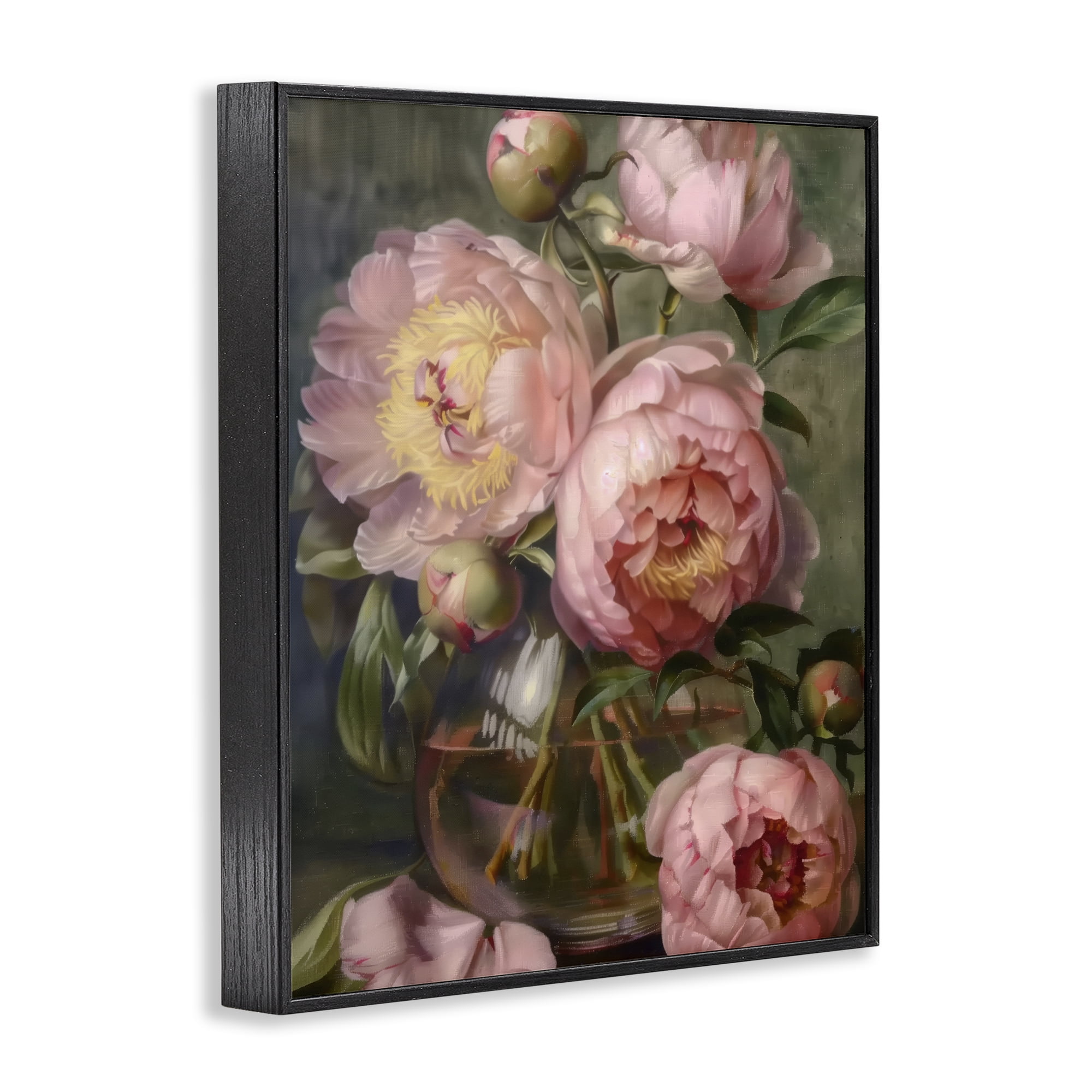 Stupell Industries Pink Peonies in Glass Vase Black Framed Giclee Art, design by LSR Design Studio