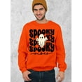 thumbnail image 2 of Spooky Vibes Cute Ghost Halloween Costume Crewneck Sweatshirt, S, Orange, 2 of 6