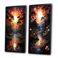 thumbnail image 3 of Designart "Sunset Pastoral Mystic Forest River VI" River Mountain Framed Wall Art Set Of 2 - Red Landscapes Frame Gallery Set For Office Decor, 3 of 7