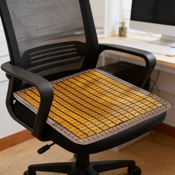 RYDCOT Summer Bamboos Seat Cushion, Natural Cool Chair Pad, Squares Woven Rattan Mat, for Sofa Dining Chair office Car Seat Breathable Non-Slide
