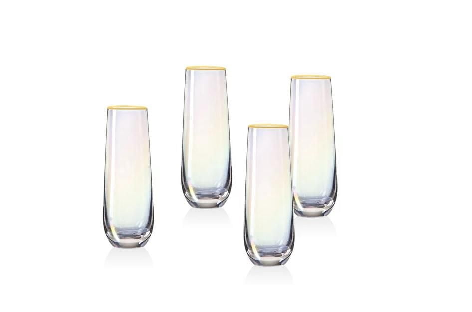 Holiday Time Jingle Mingle Clear Irridescent Champagne Glass,100% Soda Lime Glass, 10.15Oz, 1 Piece