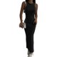thumbnail image 1 of Vestido Midi Con Cuello Redondo Split Bodycon Dress Mujer Midi Dress Knitting Simple Ladies Dress (Negro S) Cgtredaw Para estrenar, 1 of 1