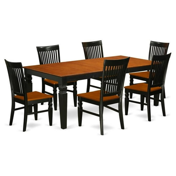 East West Furniture Dining Room Set Black & Cherry, LGWE7-BCH-W