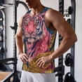 thumbnail image 5 of Pofeuu Pink Tiger Gold Leaves Print Men's Workout Tank Tops Sleeveless Muscle Gym Shirt Quick Dry-X-Large, 5 of 7