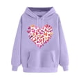 thumbnail image 2 of Womens Clothes Trendy Women's Clothes Ndbuld Women's Print Winter Hoodie Pullover Tops Long Sleeved Comfortable Sweatshirt Up to 35% off,Purple,2XL, 2 of 5
