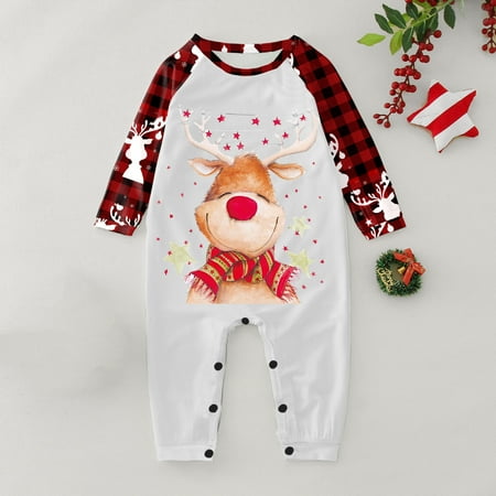 

NEGJ Matching Family Christmas Deer Pajamas Pjs Women Men Plaid Clothes Holiday Sleepwear