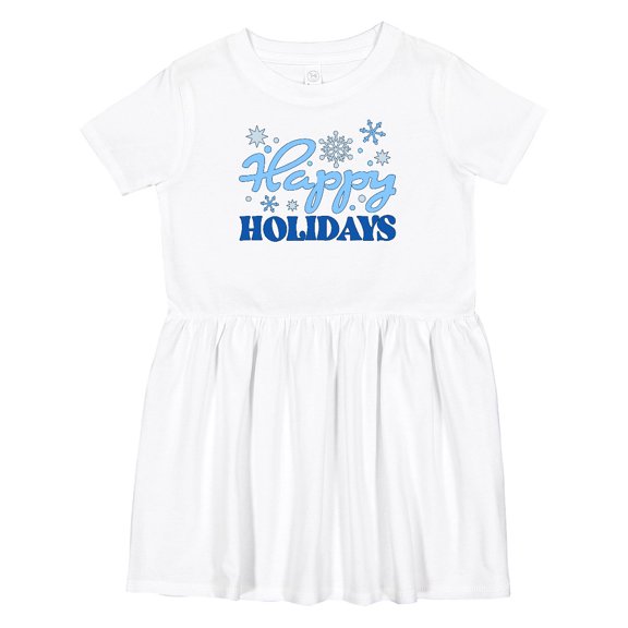 Inktastic Happy Holidays Blue Snowflakes Girls Toddler Dress