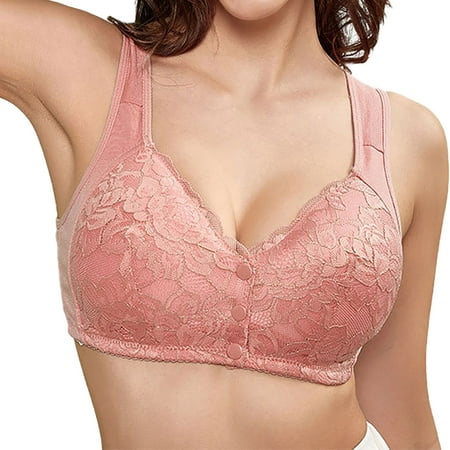 HCURIBAD Wireless Bras  Clearance! Women s Sponge Cup Front Opening Bra Large Size Full Cup Bra Wire Free Bra  Seamless Bra  Backless Bra  Bras for Women Pink B