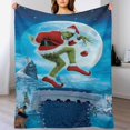 thumbnail image 4 of Manta de tela de superficie vertical súper suave de varios tamaños de Grinch, acogedora y cálida, adecuada para cama, sofá, campamento, viajes, para todas las estaciones, liviana y compacta de 30 x, 4 of 8