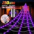 thumbnail image 5 of Halloween Decorations Outdoor, 23FT Spider Web Lights Outside Scary Decor Hanging Triangular Mega Spider Web Fake Spiders Stretch Cobweb Set Party Supplies, 5 of 7