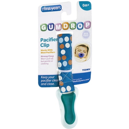 The First Years Gumdrop Pacifier Clip, Blue/Green