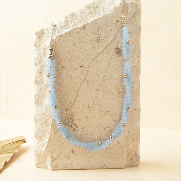 Howard's Aleja Braided Blue Glass 34" Long Beaded Necklace for Women