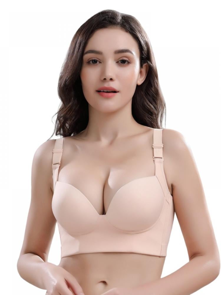 Esho Women's PushUp Bras Wireless Padded Lift Bra with Wide Back
