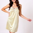 thumbnail image 3 of LIZUOJUN Under $ 8 Nightgowns For Women Sleepwear Lace Chemise Satin Negligee Nightie Bridal Wide Strap Sleep Shirt Sleeveless Ladies Gowns Beige,L, 3 of 4