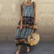 thumbnail image 3 of Vestido de mujer Chaleco estampado floral Vestido de tirantes sin mangas Vestido de playa sin mangas, Azul, 3XL Vogacara AP002325-19, 3 of 4