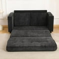 thumbnail image 5 of 55" Convertible Sofa Bed, Pull Out Loveseat Sleeper Sofa, 2 in 1 Folding Couch Bed with Side Pocket and Cups Perfect for Small Spaces, Living Room, Apartment or Office (Black), 5 of 8