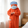 thumbnail image 4 of Monster Onesie Animal Pajamas Cosplay Costume Without Shoes, Big Eyes Wide Mouth Monster Jumpsuit, Funny Halloween Costume for Couples, Parties, Photos and Lounging, and Costume Events, Red:M, 4 of 5