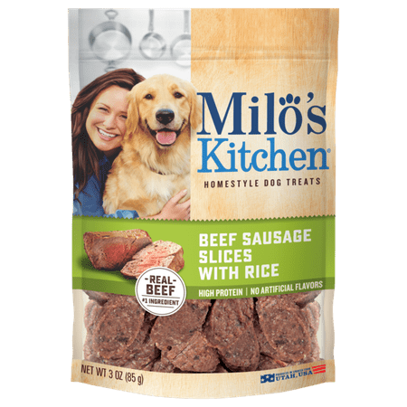 Milo's Kitchen Beef Sausage Slices With Rice Dog Treats,